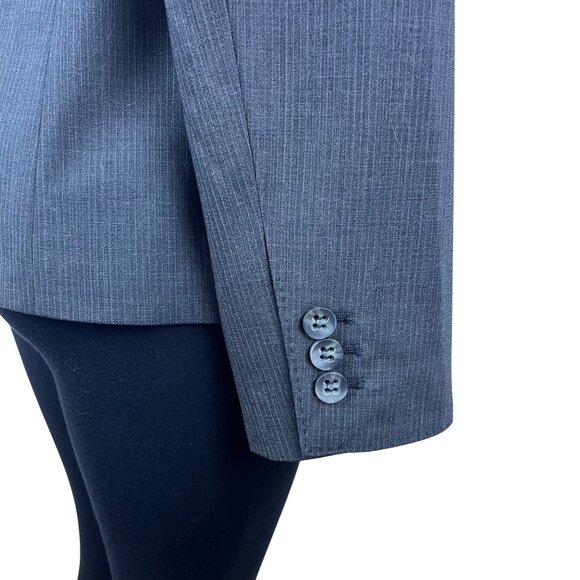Luxe The Limited Womens Gray Wool Blazer Pinstripe 2-Button Suit Jacket Size 14 - Picture 6 of 9